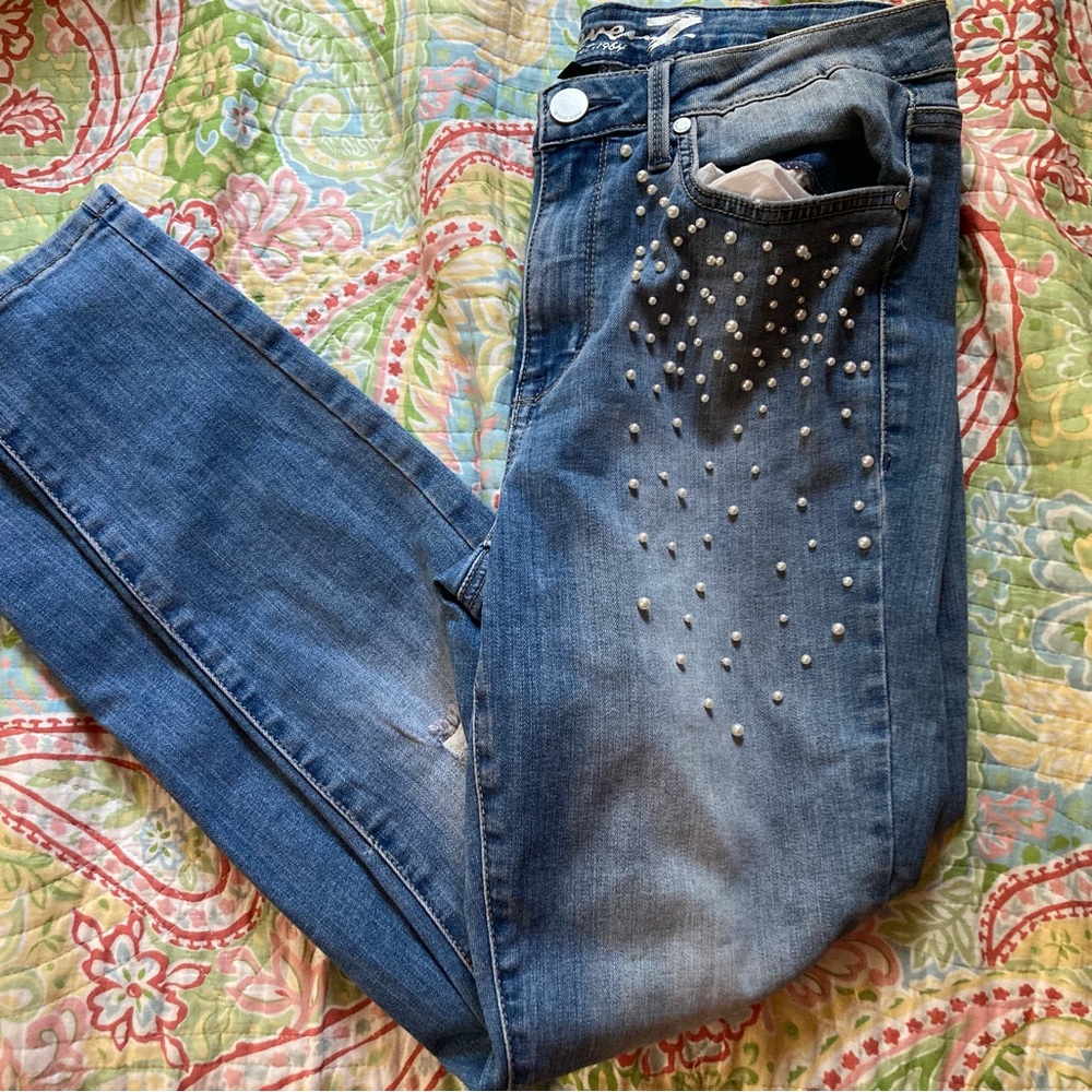 Embroidered pearl Jeans
